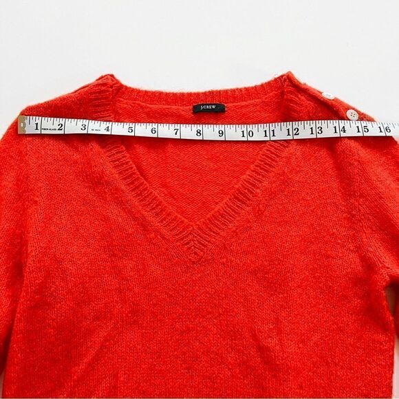 J. Crew Women Fall Season Orange Wynter Wool Mohair V-Neck Sweater Size XS - Picture 2 of 8